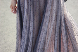 Gray Full Pleated Tulle Skirt Outfit Women Custom Plus Size Long Tulle Skirt image 6