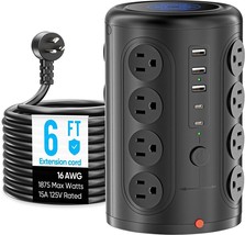 Power Strip Tower with USB C Ports, 1875W 1500J Surge Protector with 16 Outle... - £47.77 GBP