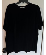 Womens Plus 1X Rena Rowan Black Velour Short Sleeve Shirt Top Blouse - $346.64 MXN