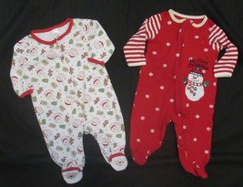 Baby lot of 2 Christmas Footed Sleepers size 3-6 months - $3.99