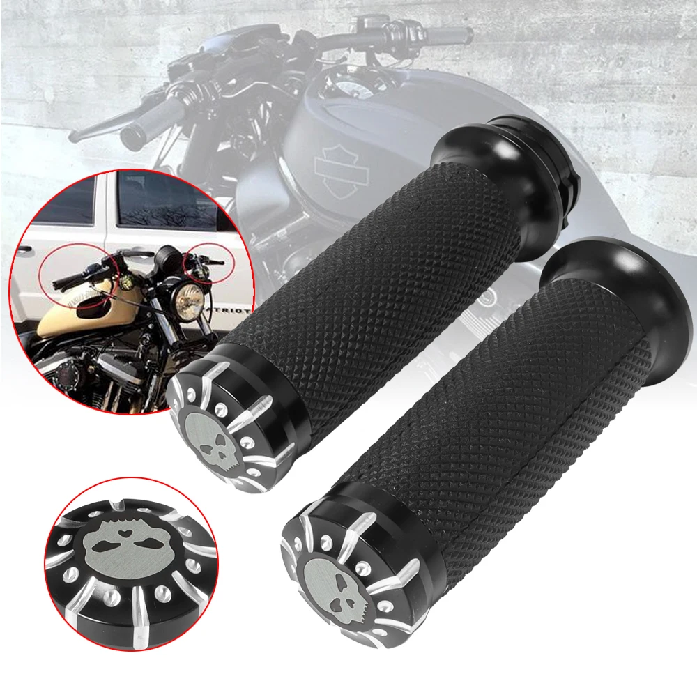 Black Motorcycle Handlebar Hand Grip 1&#39;&#39; 25mm Handle Bar Grips For Harley - £24.49 GBP+