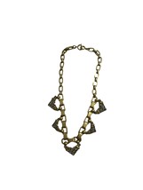 Stella Dot Necklace Gold Tone Rhinestones Chocker Style Chunky Links 15&quot; - £19.33 GBP