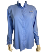Columbia PFG Blue Collared Long Sleeve Blouse Roll Tab Sleeve, Women&#39;s L - €16,29 EUR