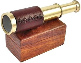 Nautical Brass Spyglass Telescope with Wooden Box Collectible Gift For T... - $41.45