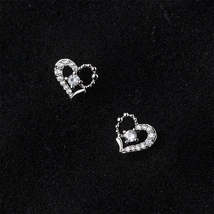 Cubic Zirconia &amp; Silver-Plated Open Heart Stud Earrings - £10.38 GBP