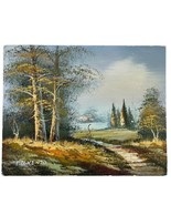 Fall Landscape by T. Loxenzo 88 x 10 inch Acrylic Painting on Wooden Board - $74.24