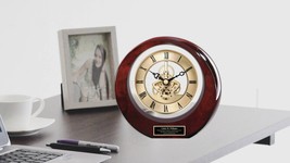 Engraved Wood Desk Table Clock Engraving Employee Boss Gift Award Personalized - £101.33 GBP