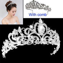 Bridal Princess Austrian Crystal Tiara Wedding Crown Veil Hair Accessory... - £15.90 GBP