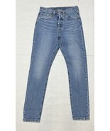 Levis 501 Jeans Womens 26x30 Blue Skinny Button Fly Stretch Denim - $28.90