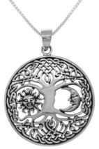 Jewelry Trends Sterling Silver Sun Moon Tree of Life Pendant Necklace 18&quot; - £58.34 GBP