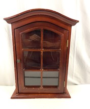 VTG 3 Tier Wood Wall Display Curio Cabinet Knick Knack Glass Shelf Door 20&quot;  - £72.16 GBP