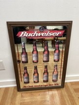 Vintage 1998 Budweiser Classic American Lager Beer Mirror Sign ma wall a... - £55.87 GBP