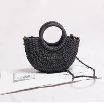 Mini Handmade Hollow Out Beach Bags Weaving Bamboo Bag Wood Top-handle Handbags  - £21.99 GBP