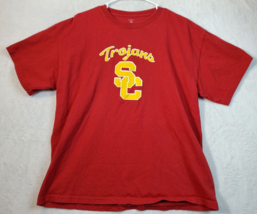 USC Trojans Team Trojan T Shirt Mens Large Red Knit Short Sleeve Logo Football - £10.44 GBP