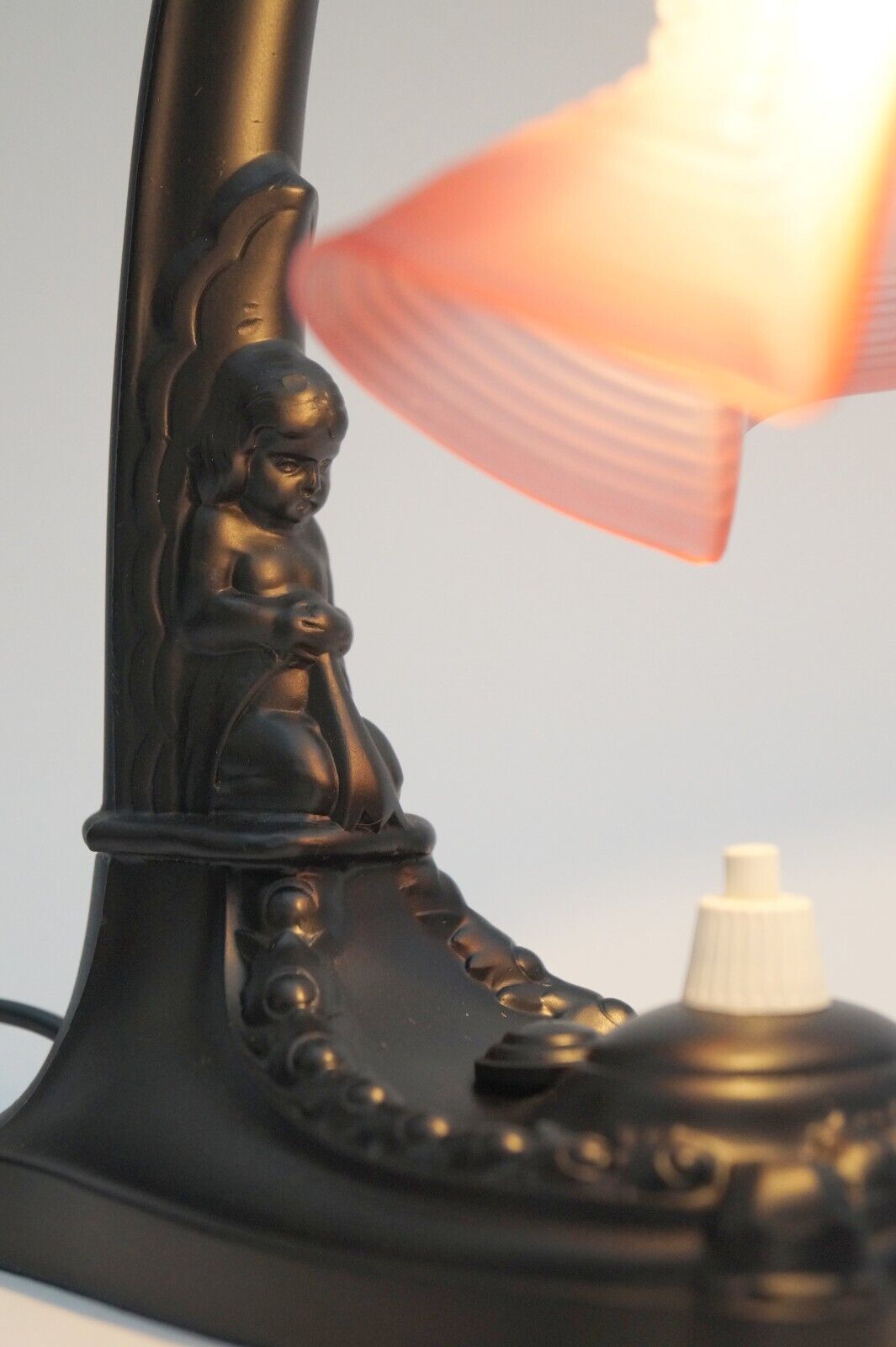 Romantic Original Art Nouveau Table Lamp " Litte Maiden " Shabby Chic Piano Item image 9