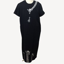 Vintage Cite Womens T-Shirt Giraffe Dress Black White Chest Pocket Size ... - £39.04 GBP