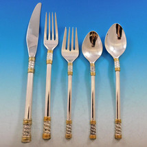 Aegean Weave Gold by Wallace Sterling Silver Flatware Set 8 Service 40 p... - £1,974.44 GBP