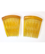 Vtg Early Plastic Hair Combs Set of 2 Hair Accessories Estate Find Golde... - £15.73 GBP