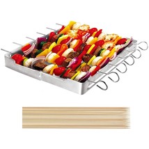 Heavy Duty Stainless Steel Barbecue Skewer Shish Kabob Set, 6Pcs 13&quot;L Skewer And - £25.30 GBP