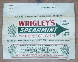 WRIGLEYS SPEARMINT Chewing GUM Wrapper Vintage Original Circa 1935 Made ... - $431.88 MXN
