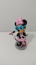 Disney Minnie Mouse rock star figure pink polka dot dress blue star glasses mic - £7.93 GBP