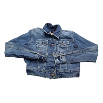 Abercrombie &amp; Fitch Jacket Women M Blue Denim Button Distressed Trucker - £20.40 GBP