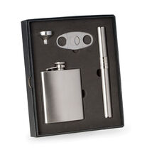 Bey Berk 4 Pieces Stainless Steel Flask Cigar Case &amp; Cutter - $65.99 CAD