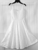 Woman White Lined Crochet Dress size M Strape Sleeveless midi Casual Occ... - $28.71