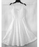 Woman White Lined Crochet Dress size M Strape Sleeveless midi Casual Occ... - $39.34 CAD