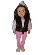 Our Generation SIENNA Brown Hair Eyes Fur Vest Outfit Shoes 18&quot;  Doll - £14.39 GBP