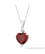 Heart-Shape Simulated Garnet &amp; Clear Cubic Zirconia CZ Pendant in 14k Wh... - $1,975.57 MXN+