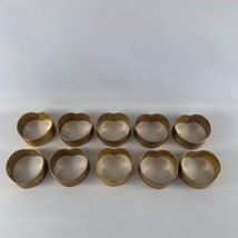 Vintage Brass Heart Napkin Rings Textured Brass Gold Toned Patina MCM Lo... - $20.00