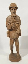 Large Vintage Hand Carved Folk Art Figural Man Wooden Sculpture Statue - $182.16