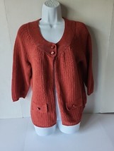 Croft &amp; Barrow Petite Womens Cardigan Sweater Size PL Orange - $12.86