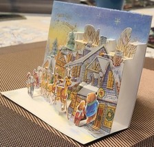 Fold Out Pop Up Christmas Card Santa Claus Is Coming To Town w/ Envelope - £3.87 GBP