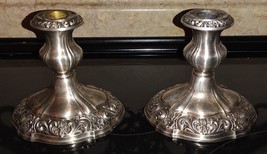Poole Silver Co. Silver Plated Pair Candle Stick Holder Heavy No. 431 VTG - £39.61 GBP
