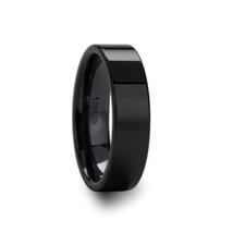 FRAENER Flat Polish Finished Black Ceramic Wedding Ring - 8mm - $99.99