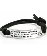 Inspirational Bracelet ~ Life isn&#39;t about surviving...~ Adjustable ~ Bla... - $28.05 CAD