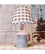 Paul Revere Tin Lamp with Gray  Shade in distressed weathered Zinc - SALE - $136.75 CAD