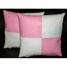 Pink Genuine Soft Lambskin Leather Cushion New Stylish Pillow Cover Decor Set - £35.16 GBP