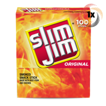 1x Box Slim Jim Original Smoked Snack Sticks | .44oz | 100 Sticks Per Box - £63.73 GBP