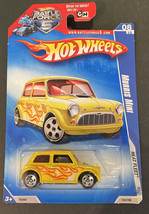 2009 Hot Wheels #124 Heat Fleet 8/10 MORRIS MINI Yellow w/Chrome 5 Spoke... - £7.45 GBP