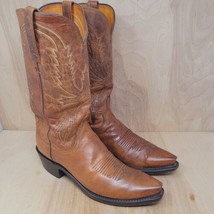 Lucchese Cowboy Boots Mens 8D Mad Dog 1883 Snip Toe Brown Weatern - £131.76 GBP