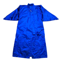 Vtg Silk Korean Kimono Custom Handmade Embroidered Long Blue Asian Ceremony Robe - £48.16 GBP