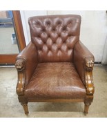 Antique Leather Chesterfield Chair with Lion Head Arms - Maitland Smith ... - £503.38 GBP