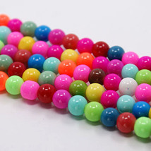 55 Rainbow Glass Beads 8mm Assorted BULK Beads Wholesale Jewelry Making 16&quot; - £4.36 GBP