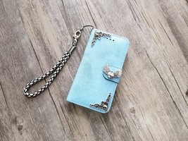 Heart angel wing phone leather wallet removable case for iPhone / Galaxy MN1162 - $29.00