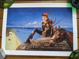 1994 Chris Archilleos Ranger With Horse On Beach Fantasy Art Print 23 1/2&quot; X 16 - $34.65