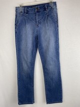 D. Jeans Straight Leg Jeans Women&#39;s Size 4 High Rise Stretch Pleated Denim Blue - £15.79 GBP