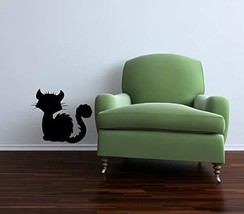 Cute Black Cat Halloween Cut Vinyl Decal - 13.5&quot; tall x 12&quot; wide - £10.35 GBP